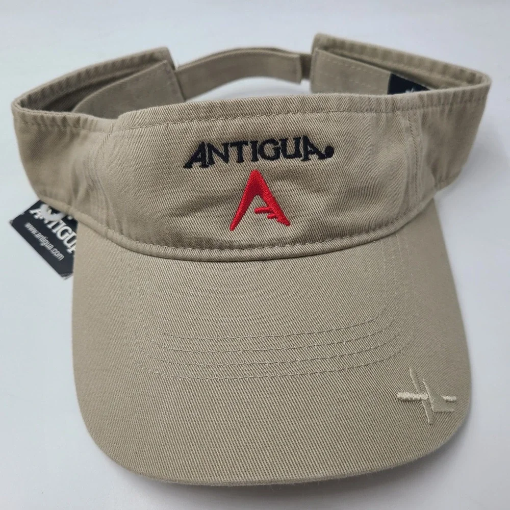 Antigua Visor Hat Adjustable Beige Red Black Golf Sports Sun Outdoors Hiking Men
